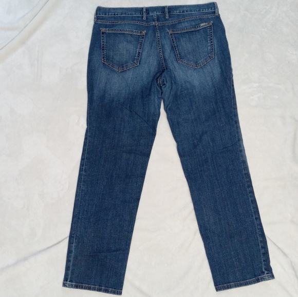 Eddie Bauer EUC Plaid Patch Relaxed Fit Boyfriend Jeans size 14 - Picture 3 of 12